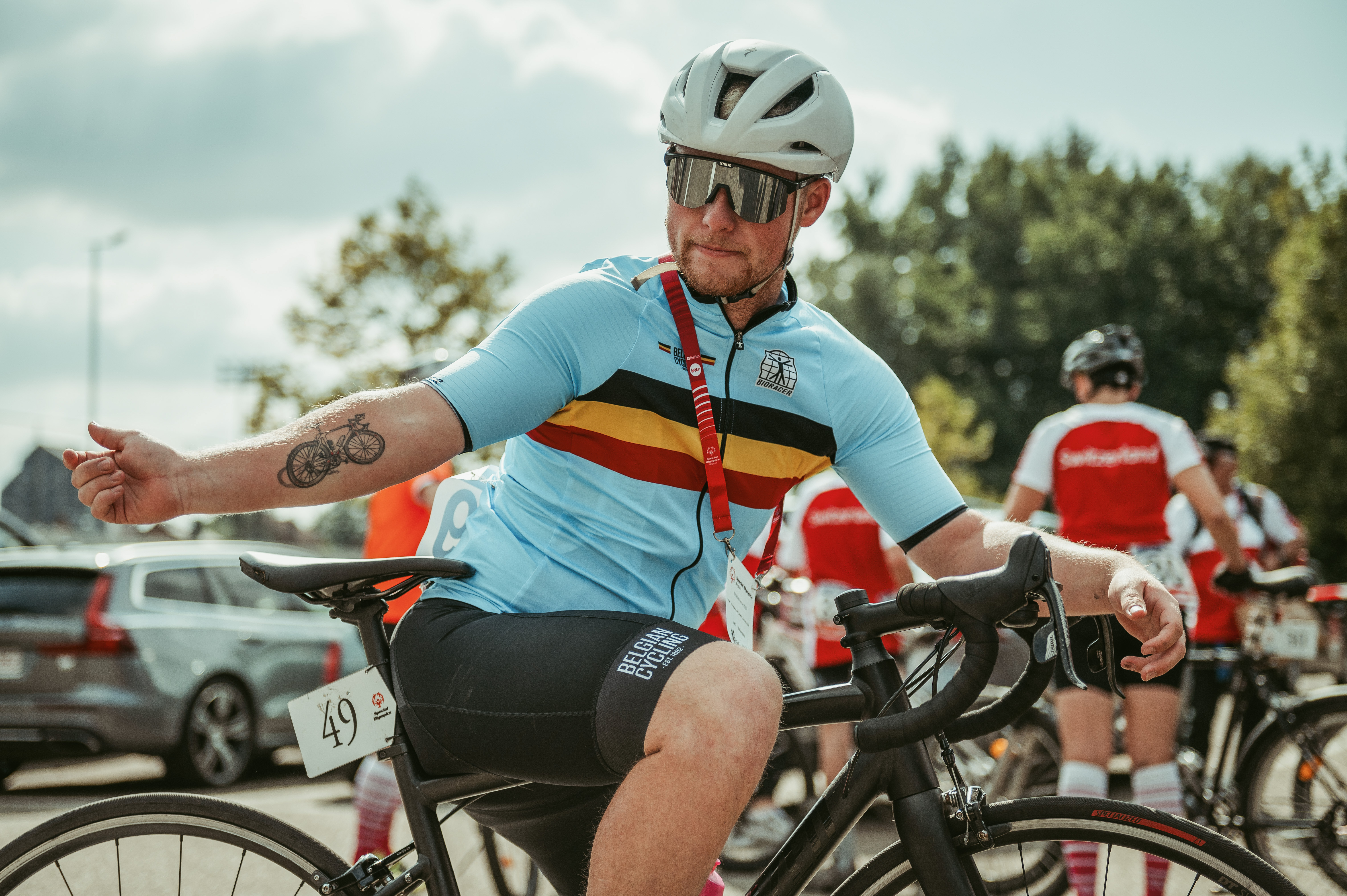 Special Olympics wielrenner in actie